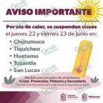 SEE suspende clases en 5 municipios de Michoacán por ola de calor