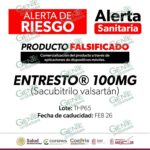 SSM alerta a la población sobre medicamento falsificado Entresto®